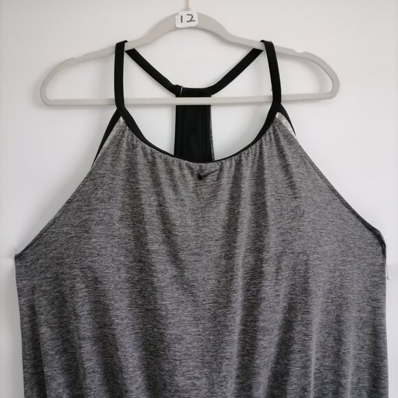 Nike Womens Gray Scoop Neck Built In Bra Hybrid Athletic Tank Top Plus Size 1X - Picture 2 of 7